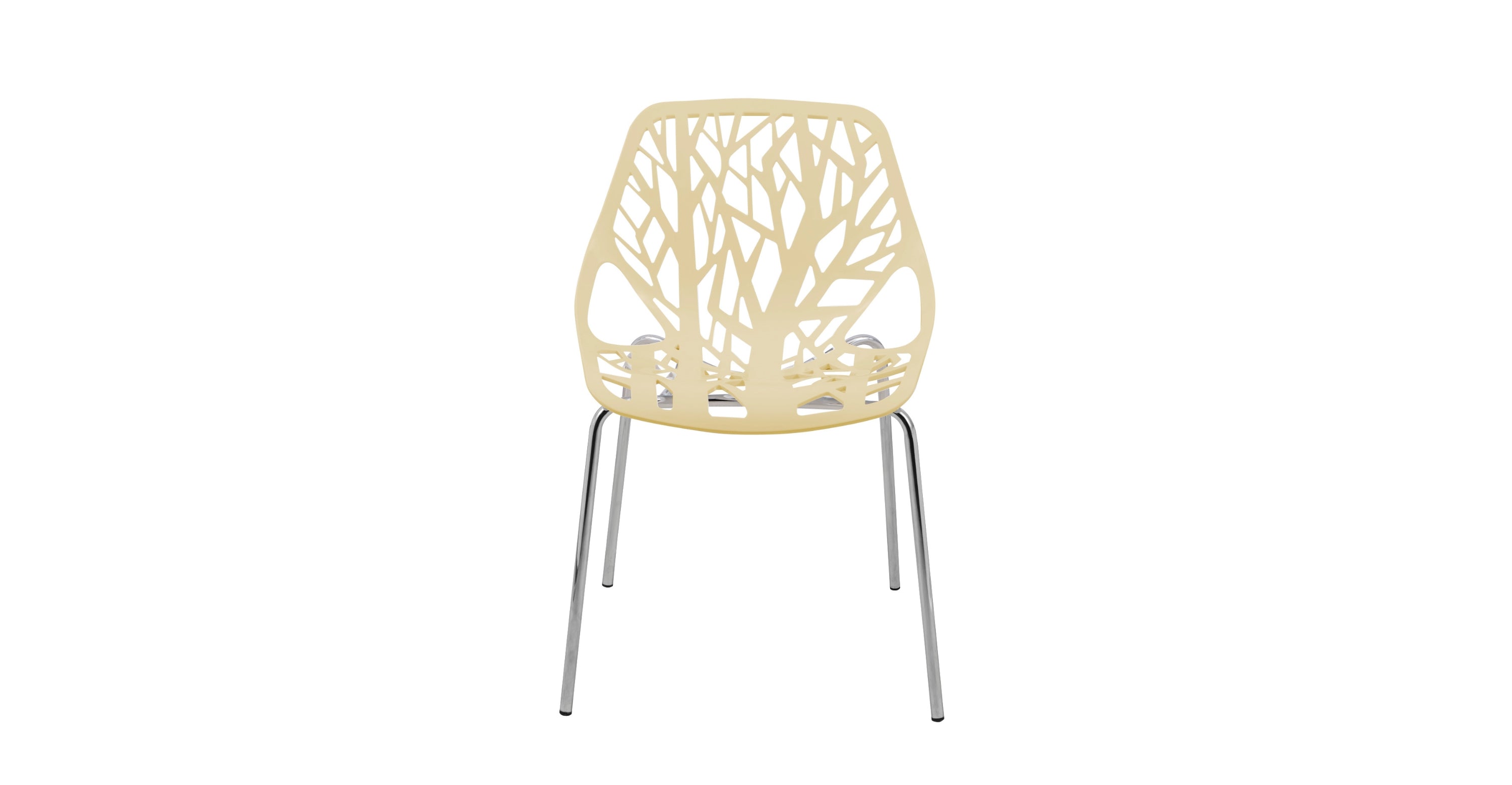 Asbury Polypropylene Dining Side Chair with Forest Cut-Out Design in Chrome