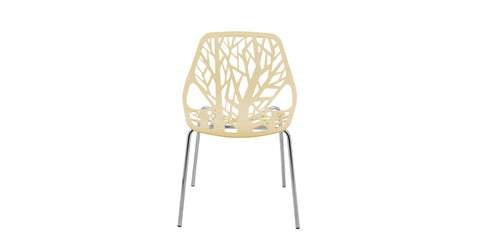 Asbury Polypropylene Dining Side Chair with Forest Cut-Out Design in Chrome