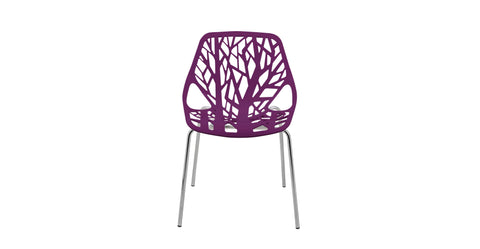 Asbury Polypropylene Dining Side Chair with Forest Cut-Out Design in Chrome