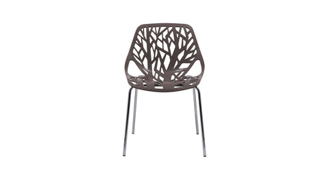 Asbury Polypropylene Dining Side Chair with Forest Cut-Out Design in Chrome