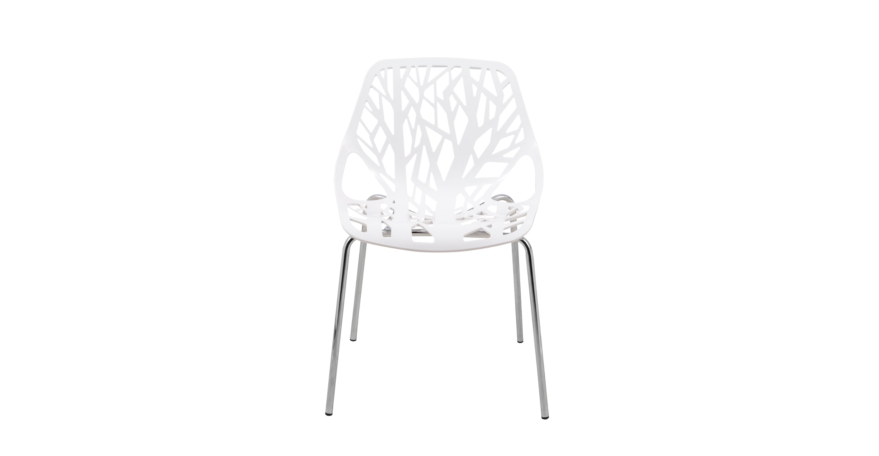 Asbury Polypropylene Dining Side Chair with Forest Cut-Out Design in Chrome