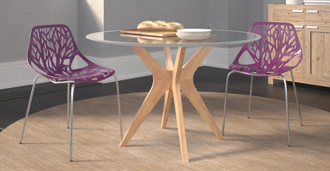 Modern Asbury Dining Chair with Chromed Legs set of 2