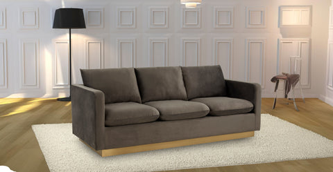 Nervo 3-Seater Velvet/Leather Full Sofa with Gold Stainless Steel Base