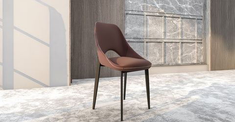 Amalfi Upholstered Fabric Dining Chair with a Curved Open Back Design in Black Iron