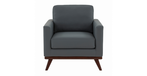 Chester Modern Leather Accent Arm Chair With Birch Wood Base