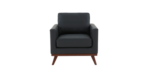 Chester Modern Leather Accent Arm Chair With Birch Wood Base