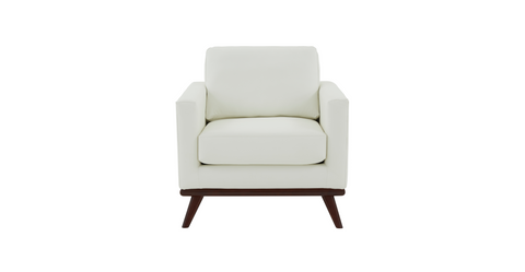 Chester Modern Leather Accent Arm Chair With Birch Wood Base