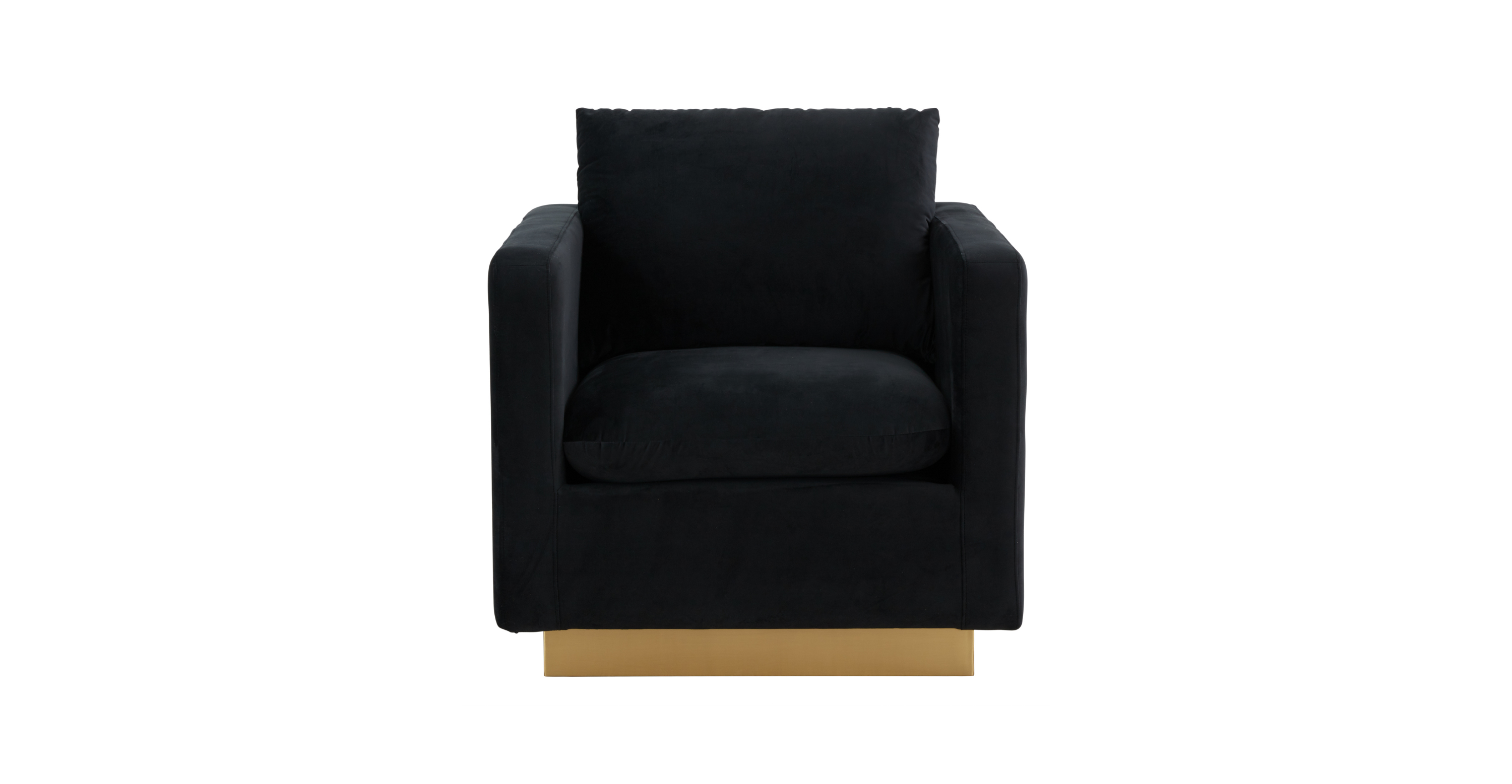 Nervo Modern Mid-Century Upholstered Velvet/Leather Accent Chair with Gold Base