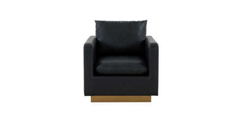 Nervo Modern Mid-Century Upholstered Velvet/Leather Accent Chair with Gold Base