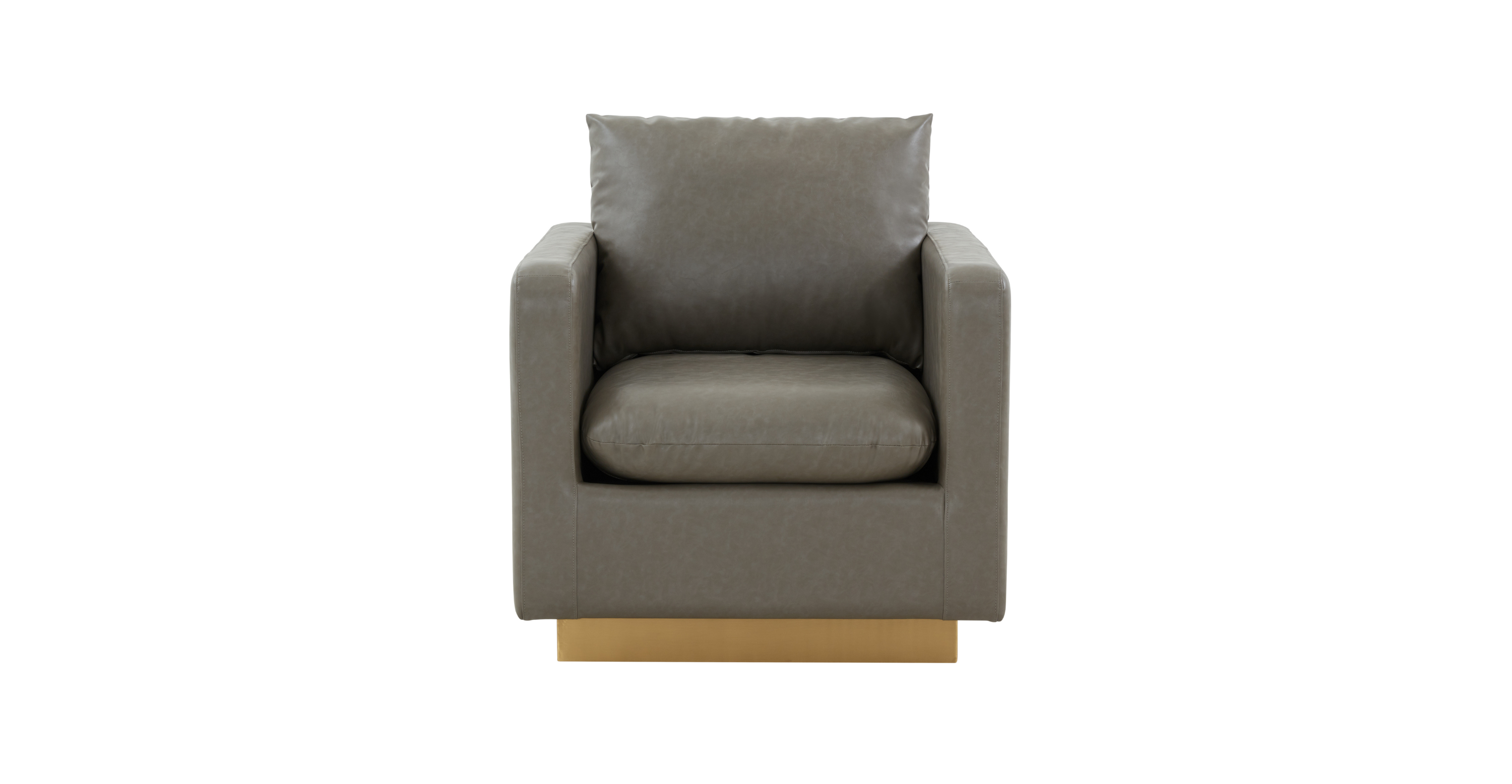 Nervo Modern Mid-Century Upholstered Velvet/Leather Accent Chair with Gold Base