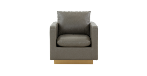 Nervo Modern Mid-Century Upholstered Velvet/Leather Accent Chair with Gold Base