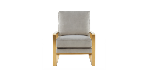 Jefferson Accent Armchair with Upholstered and Gold/Silver Metal Frame