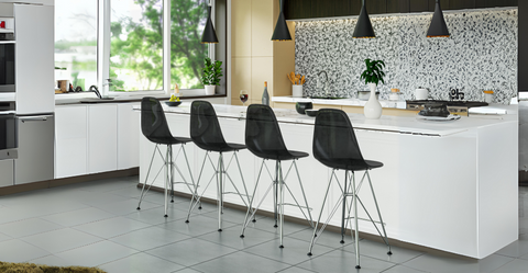 Cresco Modern Acrylic Barstool in Chrome Base for Kitchen and Dining Room