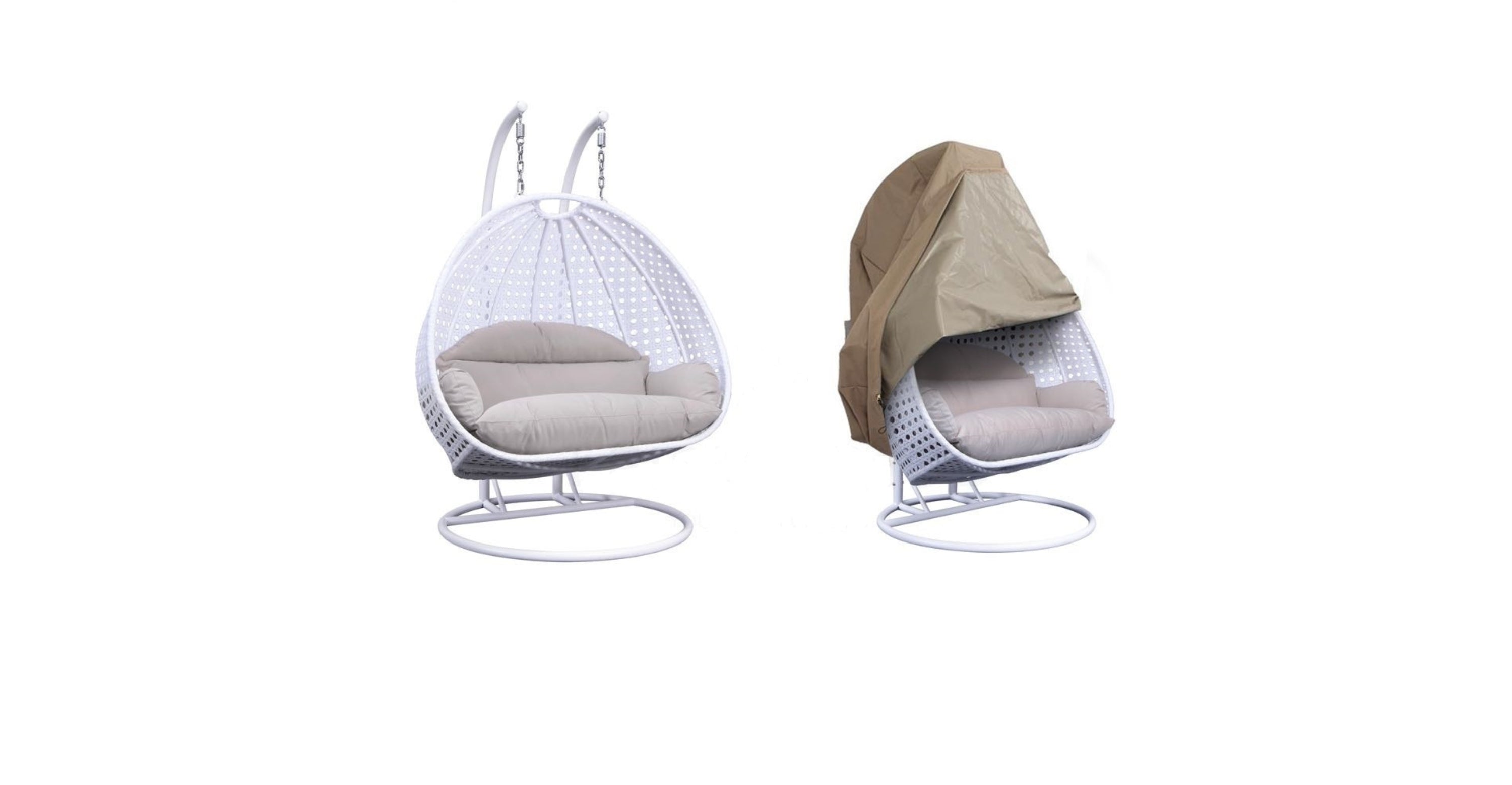 Wicker Hanging 2 person Egg Swing Chair With Outdoor Cover