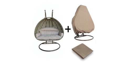 Wicker Hanging 2 person Egg Swing Chair With Outdoor Cover