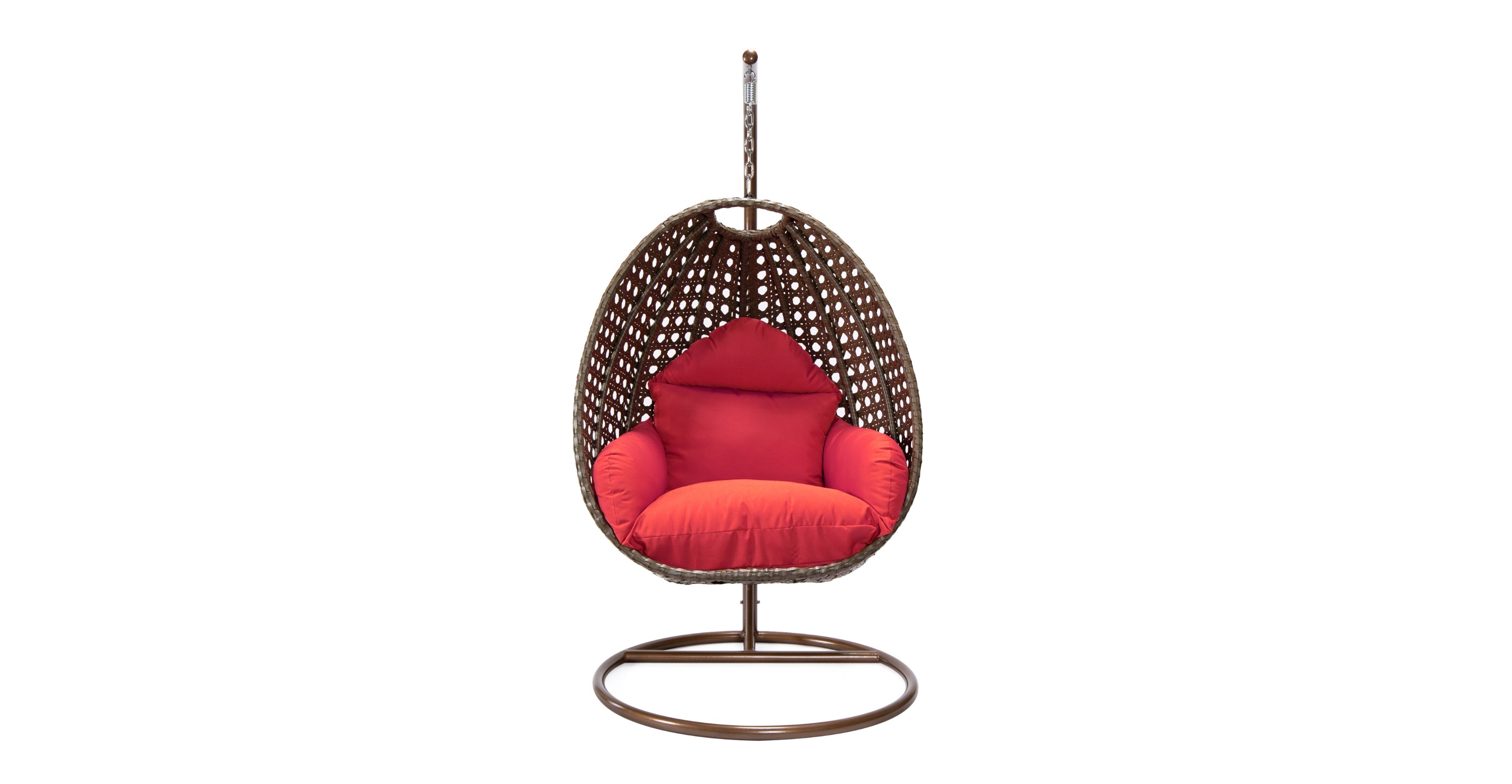 Beige Wicker Hanging Single Egg Swing Chair With Cushions