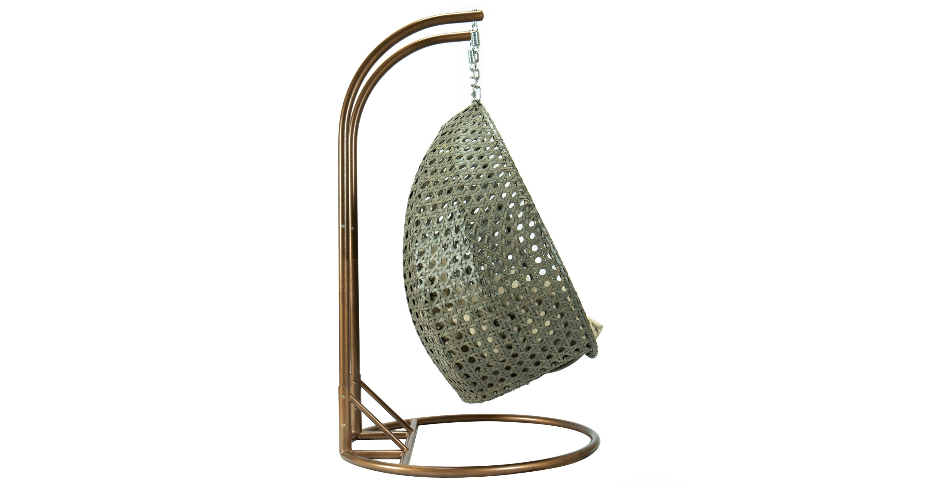 Modern Beige Wicker Hanging Double Seater Egg Swing Chair