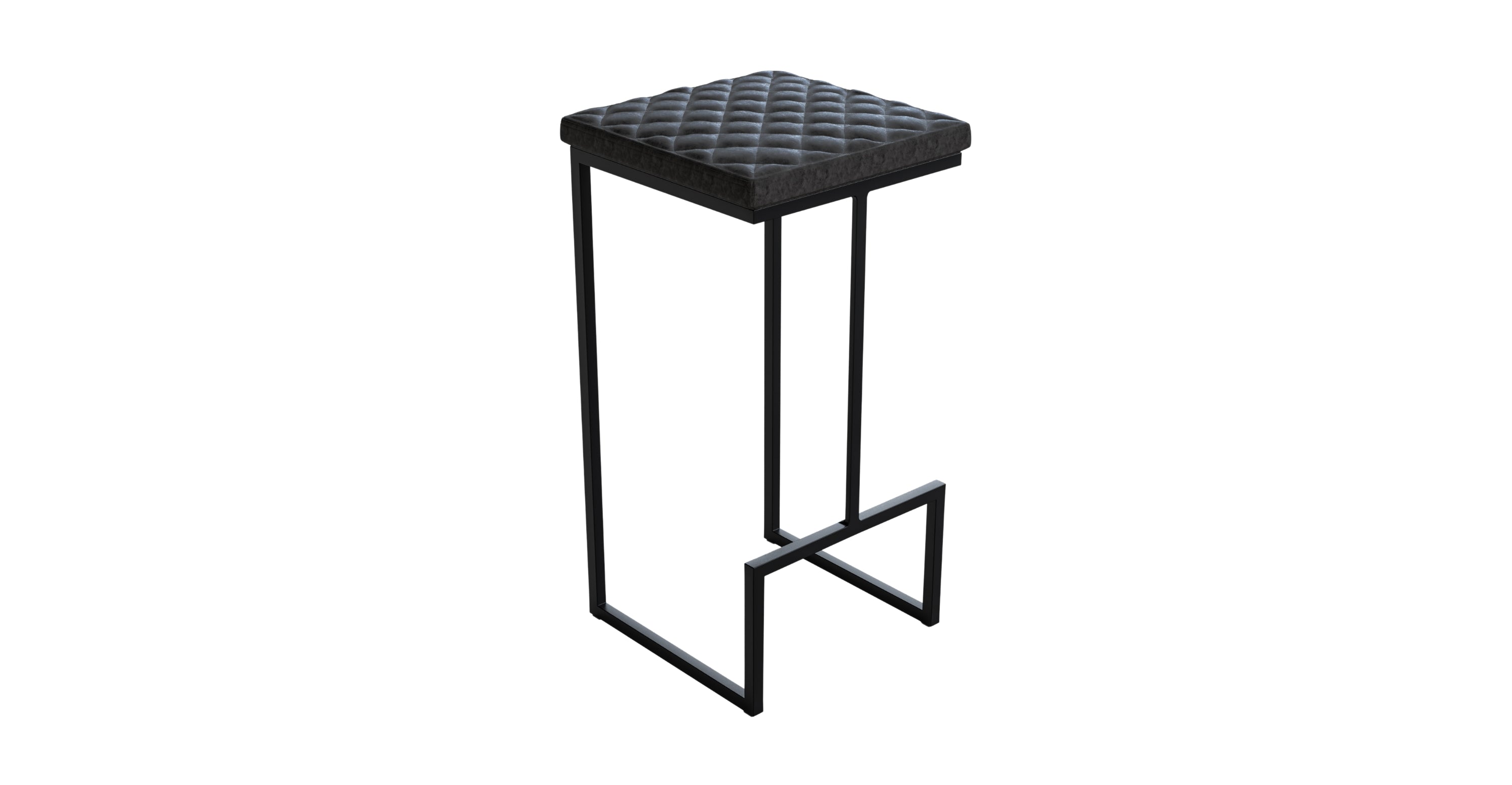 Quincy Quilted Stitched Leather Bar Stools With Metal Frame