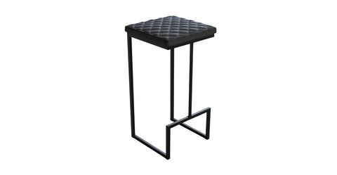 Quincy Quilted Stitched Leather Bar Stools With Metal Frame