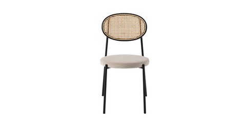 Euston Modern Upholstered Dining Chair with Round Wicker/Velvet Back Style