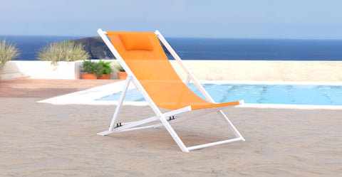 Sunset Outdoor Sling Lounge Chair With Headrest Cushion