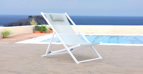 Sunset Outdoor Sling Lounge Chair With Headrest Cushion