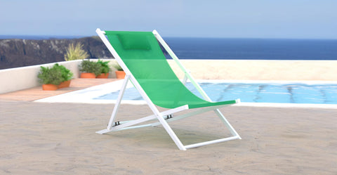 Sunset Outdoor Sling Lounge Chair With Headrest Cushion