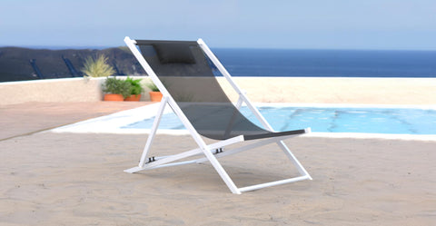 Sunset Outdoor Sling Lounge Chair With Headrest Cushion