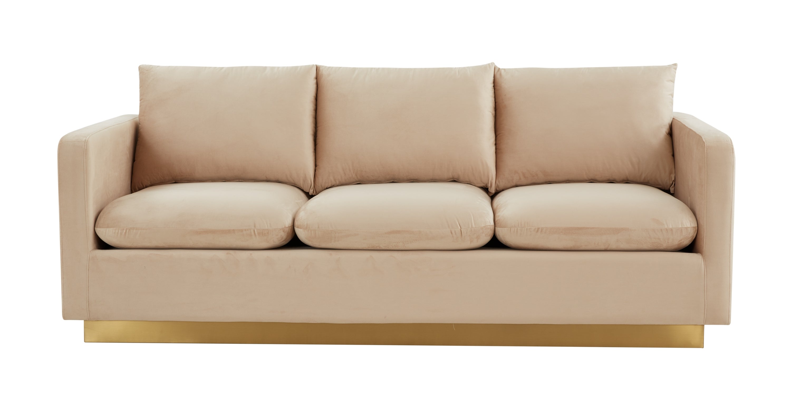 Nervo 3-Seater Velvet/Leather Full Sofa with Gold Stainless Steel Base