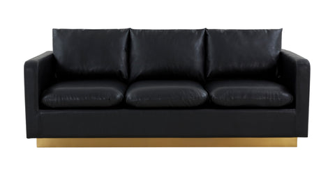 Nervo 3-Seater Velvet/Leather Full Sofa with Gold Stainless Steel Base