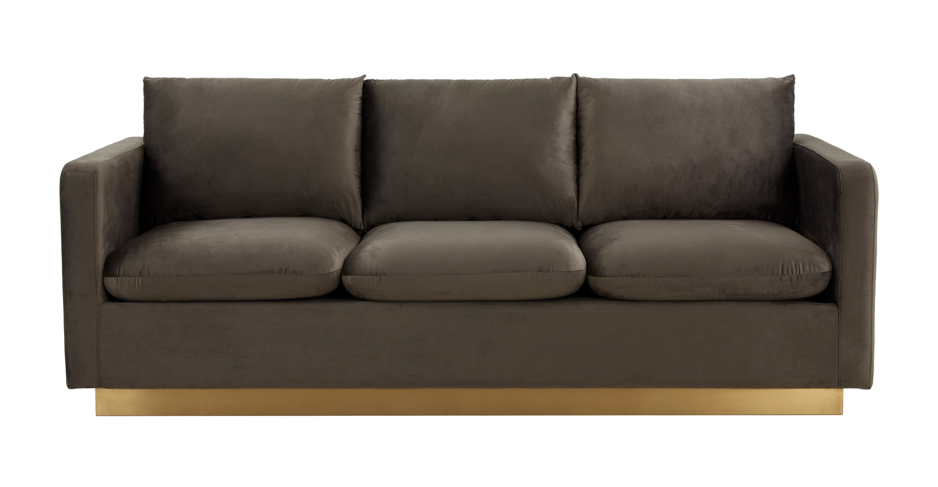 Nervo 3-Seater Velvet/Leather Full Sofa with Gold Stainless Steel Base