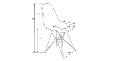 Dover and Cresco Modern Dining Chair Molded Side Chair with Base