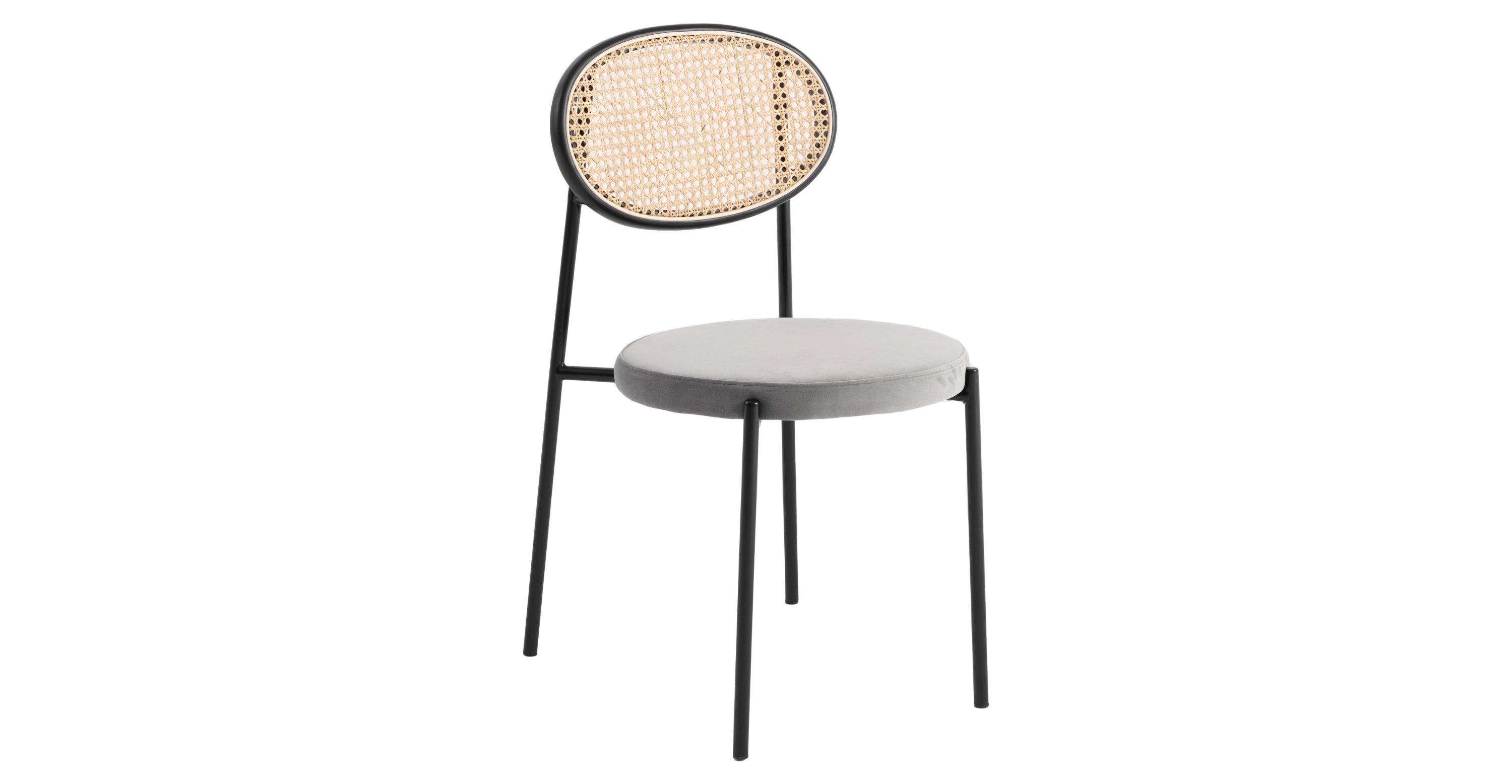 Euston Modern Upholstered Dining Chair with Round Wicker/Velvet Back Style