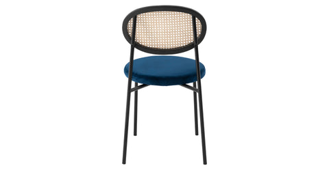 Euston Modern Upholstered Dining Chair with Round Wicker/Velvet Back Style