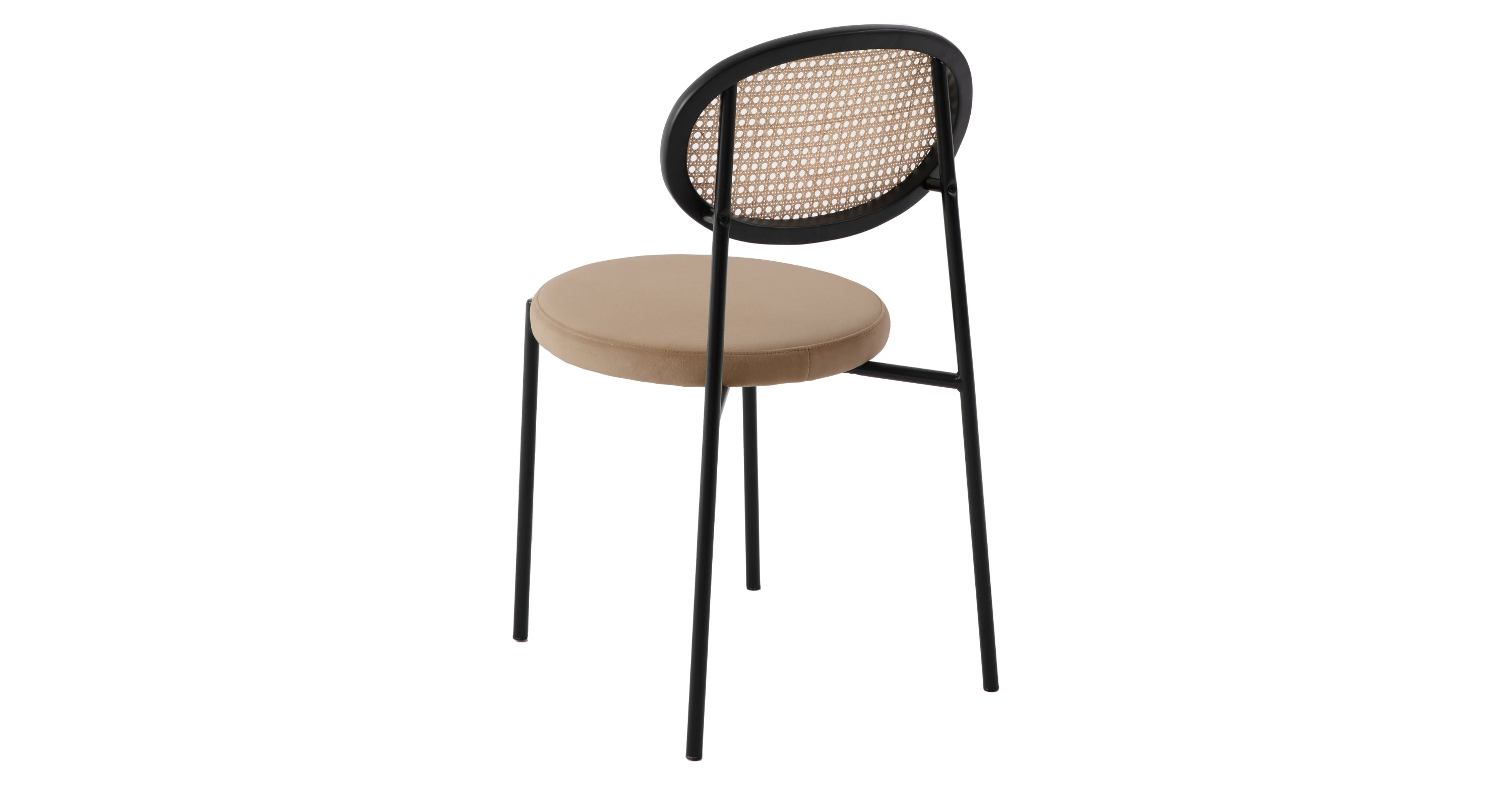 Euston Modern Upholstered Dining Chair with Round Wicker/Velvet Back Style