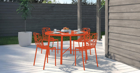 Devon Stackable Aluminum Outdoor Dining Chairs with Flower Design