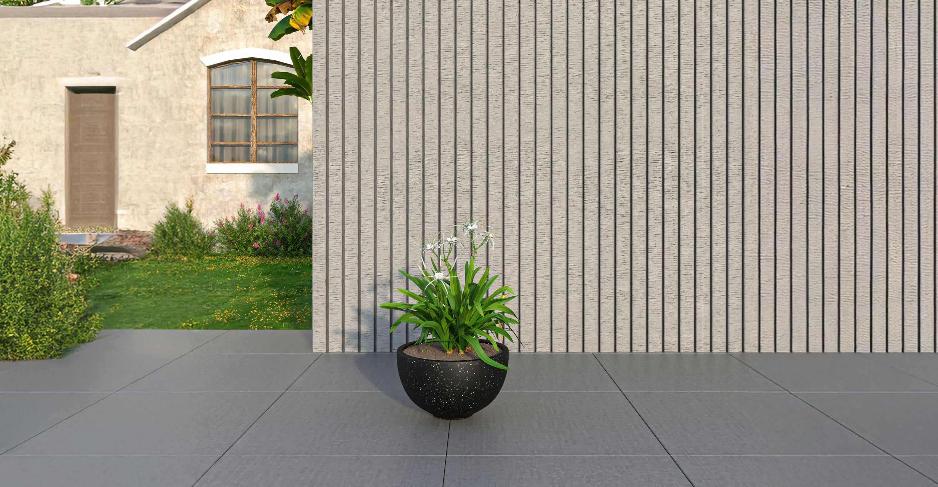 Iris Modern Round Planter Pot in Fiberstone and Clay Weather Resistant Design