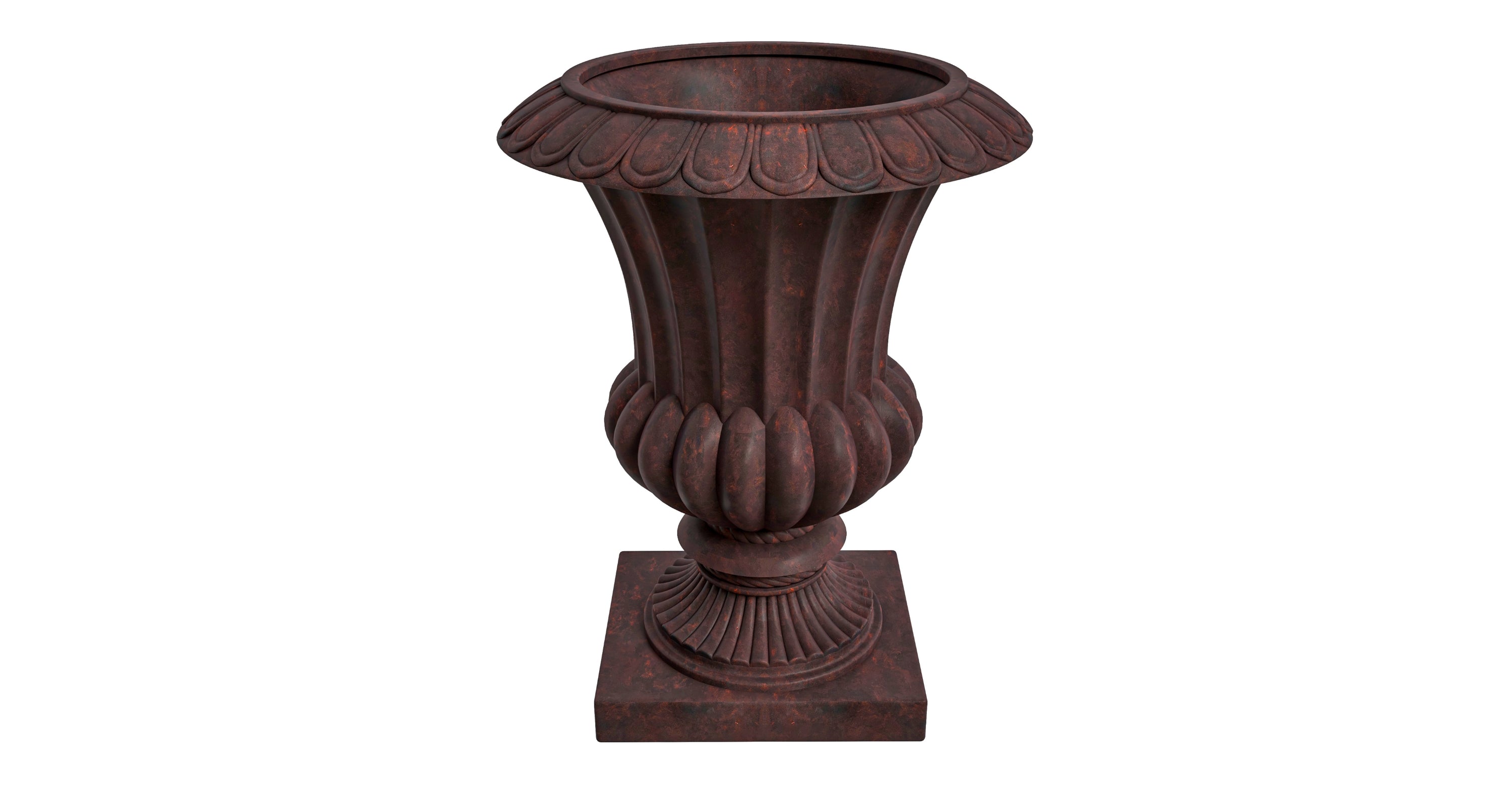 Lotus Fiberstone and Clay Urn Planter Pot Indoor Outdoor with Drainage Holes