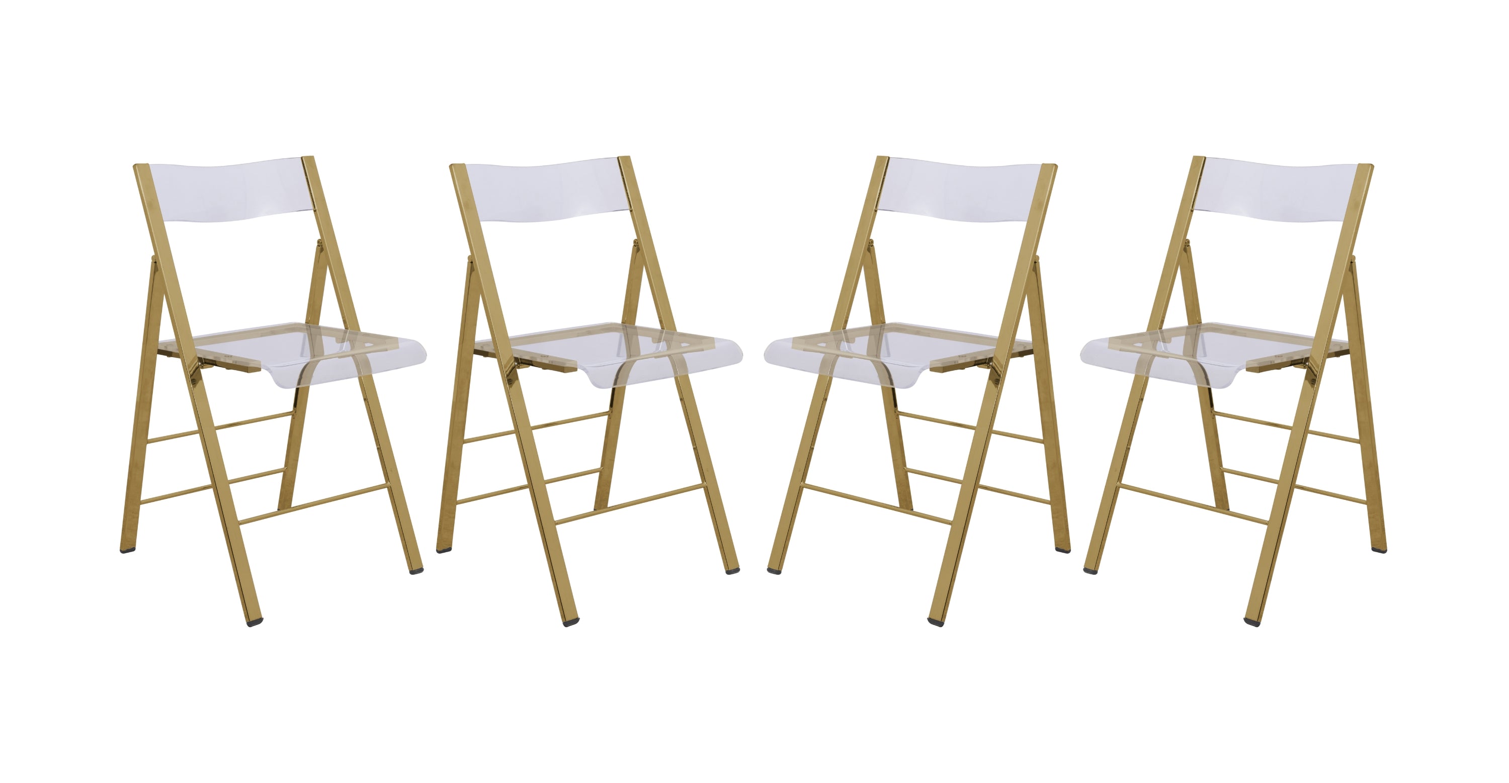 Menno Modern Acrylic Gold Base Folding Chair, Set of 4