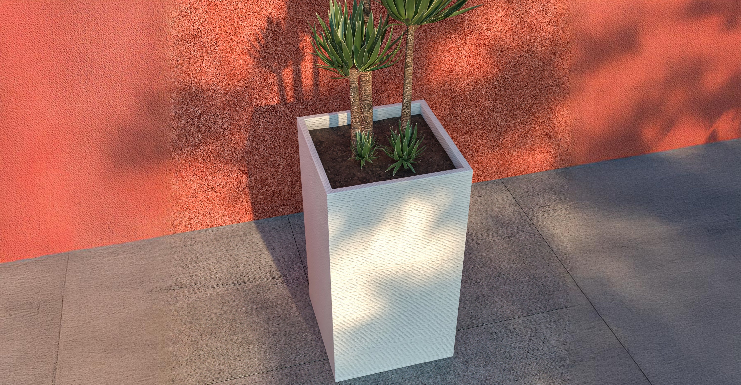 Basalt Fiberstone and MgO Clay Modern Tall Square Planter Pot for Indoor and Outdoor