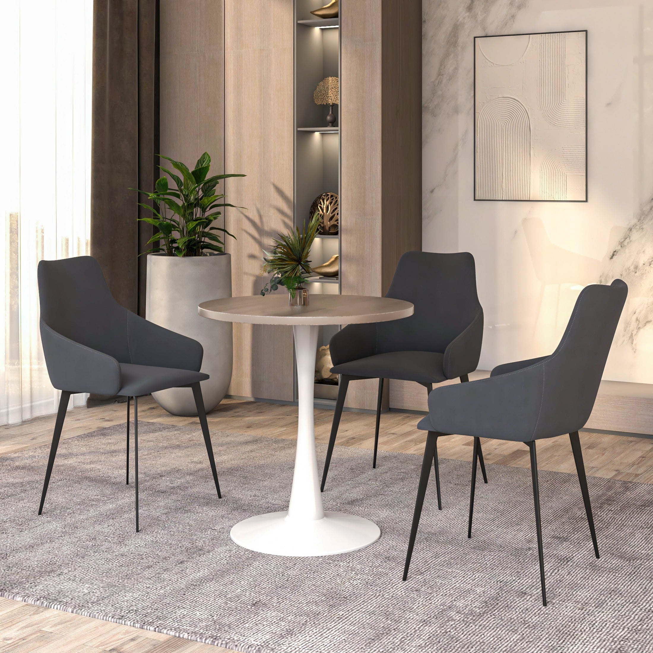 Bristol 27" Round Dining Table with MDF Tableop and White Iron Base