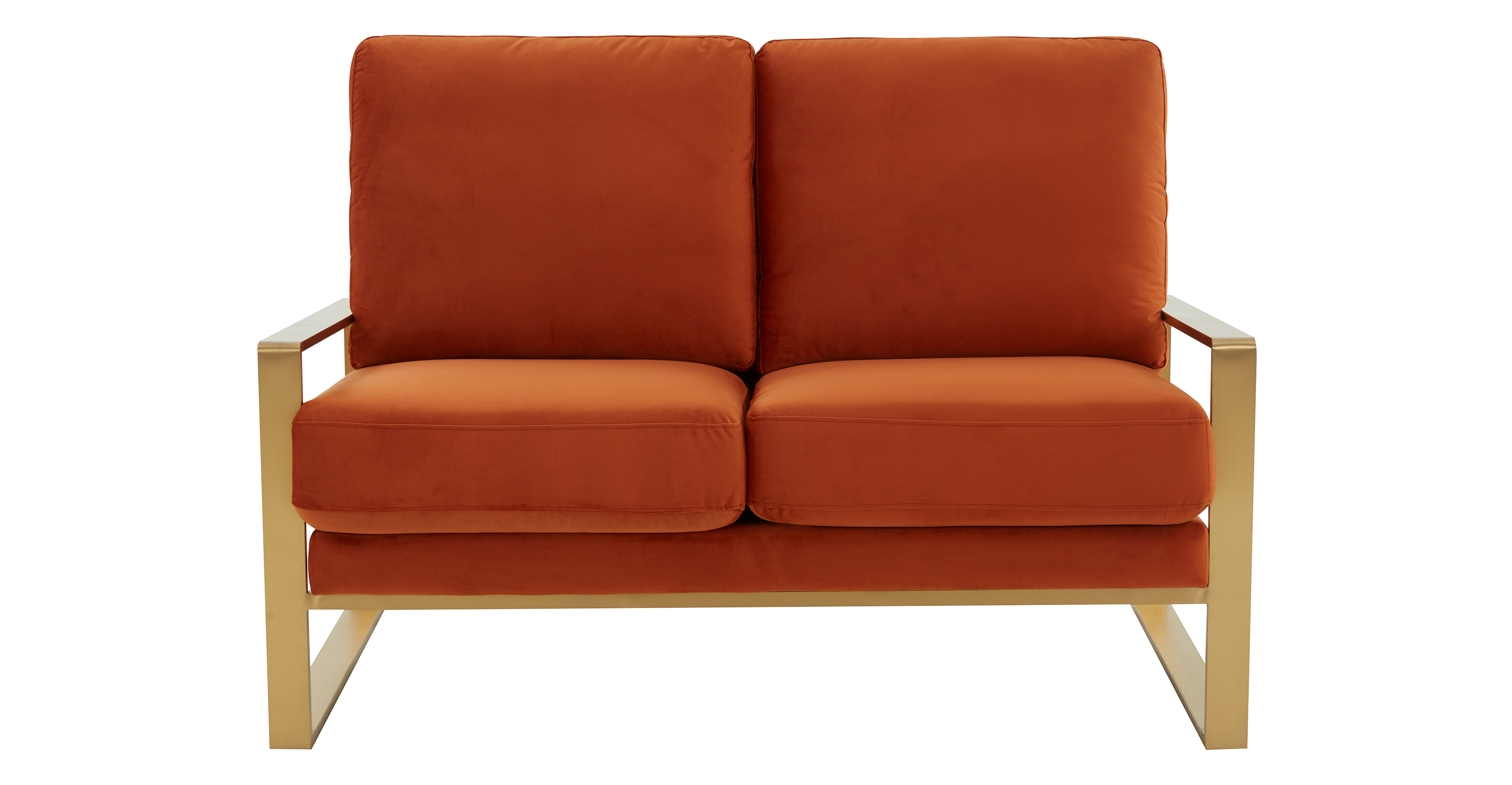 Jefferson Contemporary Velvet/Leather Loveseat with Stainless Steel Frame