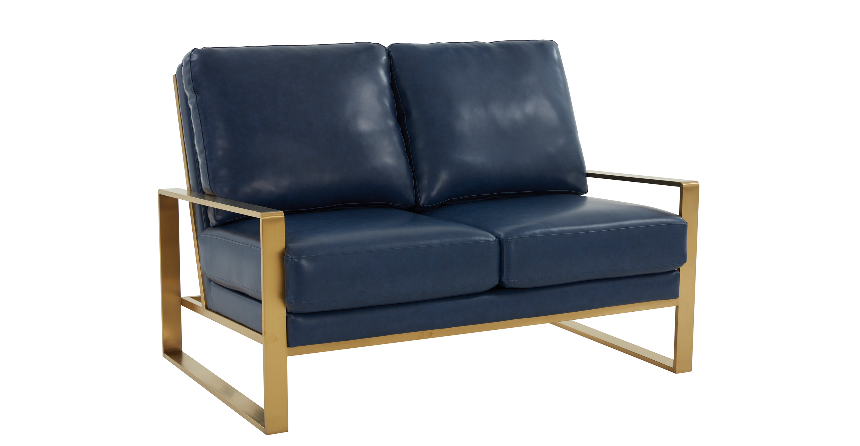 Jefferson Contemporary Velvet/Leather Loveseat with Stainless Steel Frame