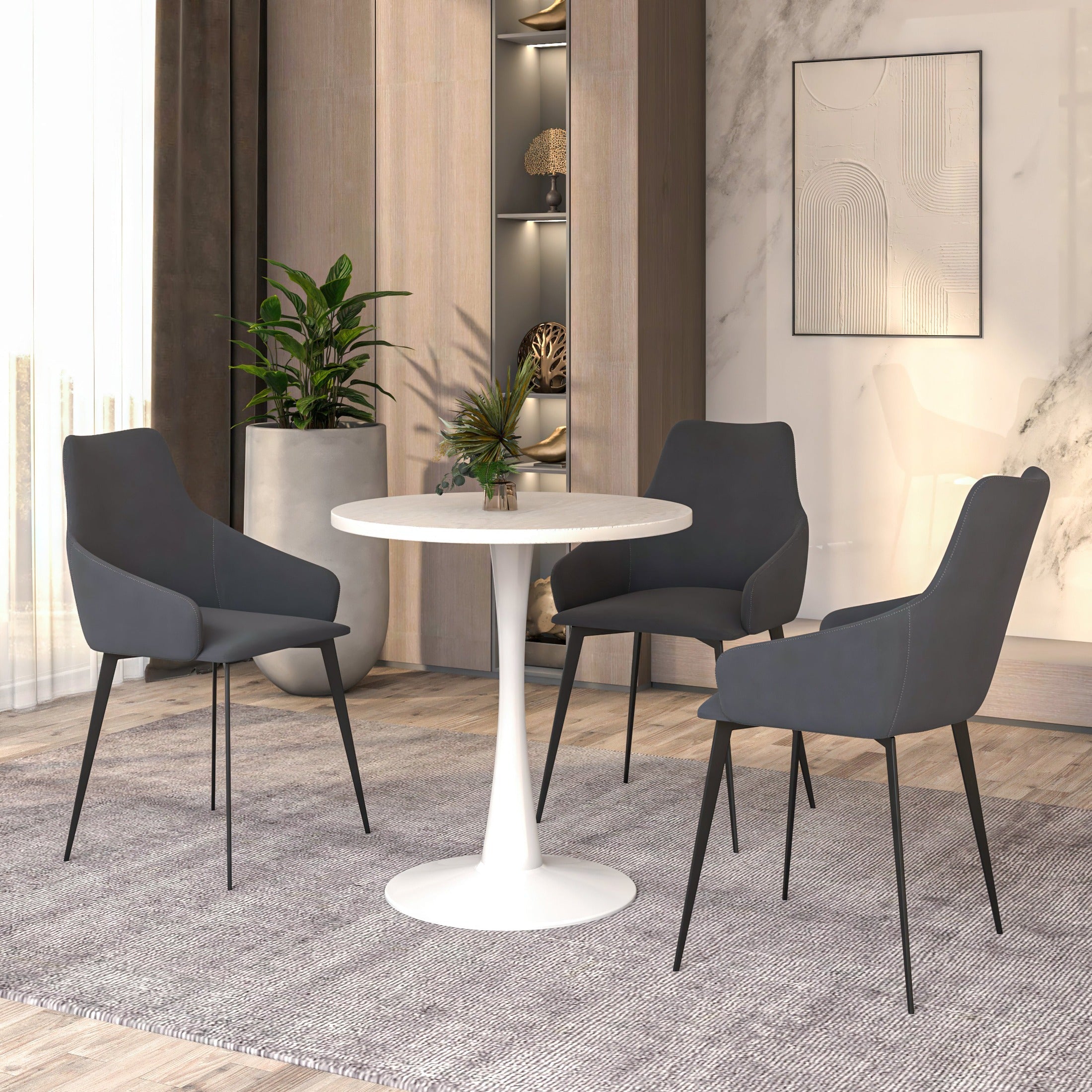 Bristol 27" Round Dining Table with MDF Tableop and White Iron Base