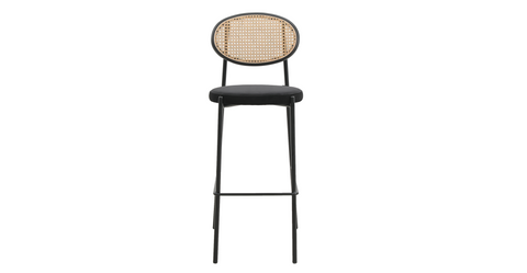 Euston Wicker Bar Stool with Black Powder Coated Steel Frame and Footrest