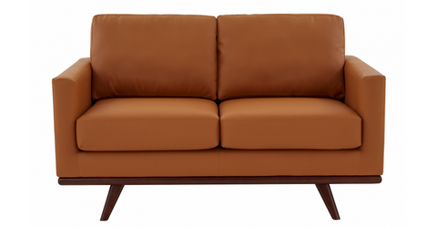 Birch Wood Base Leather Loveseat - Chester Collection