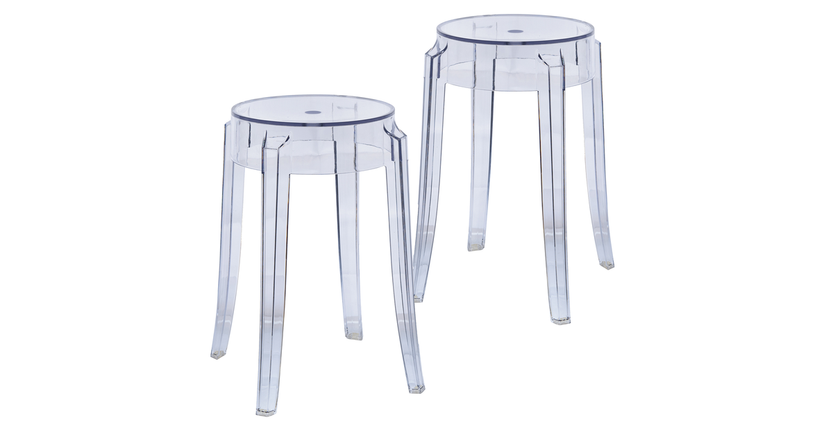 Averill Modern Plastic Dining Stool with Sturdy Seat and Legs Set of 2