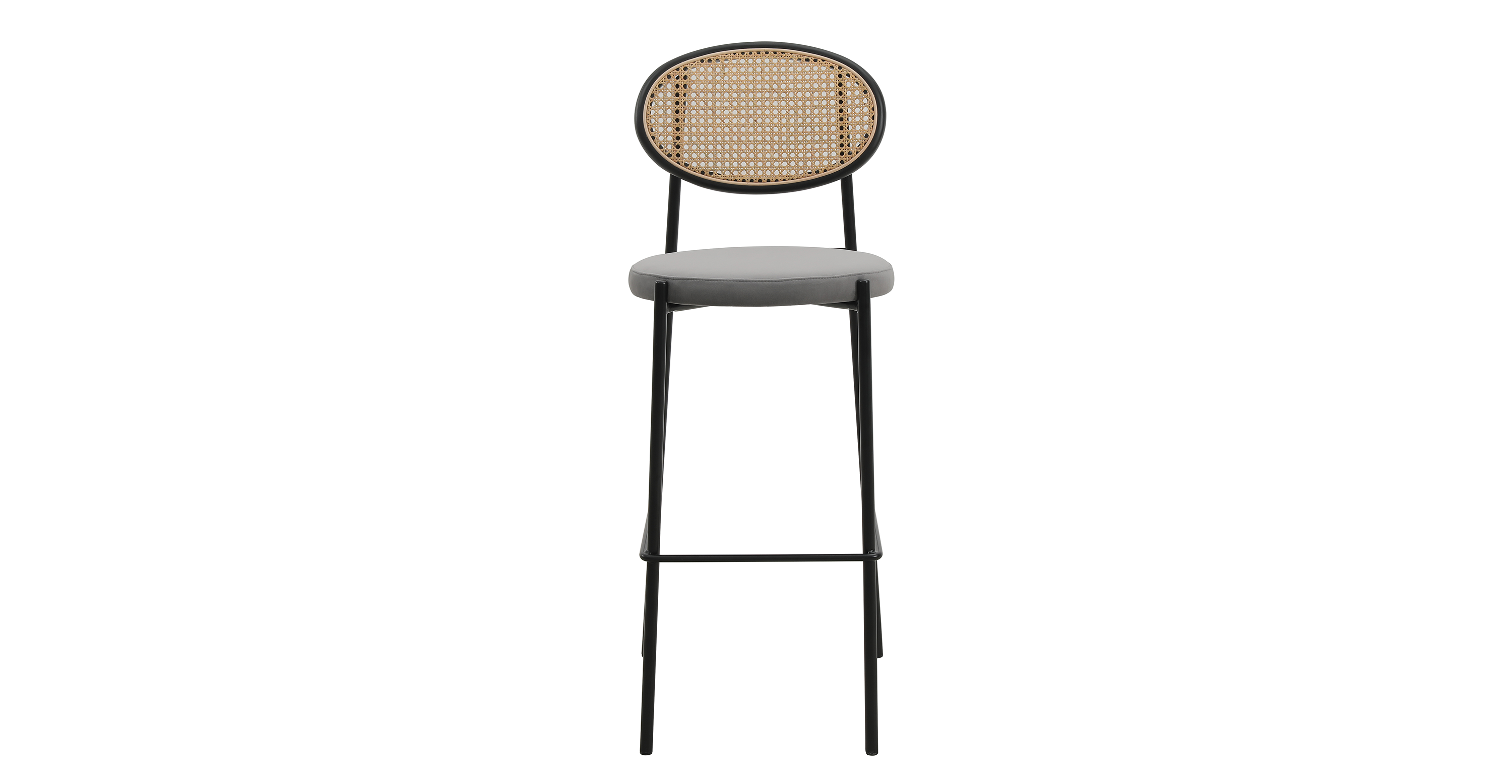 Euston Wicker Bar Stool with Black Powder Coated Steel Frame and Footrest