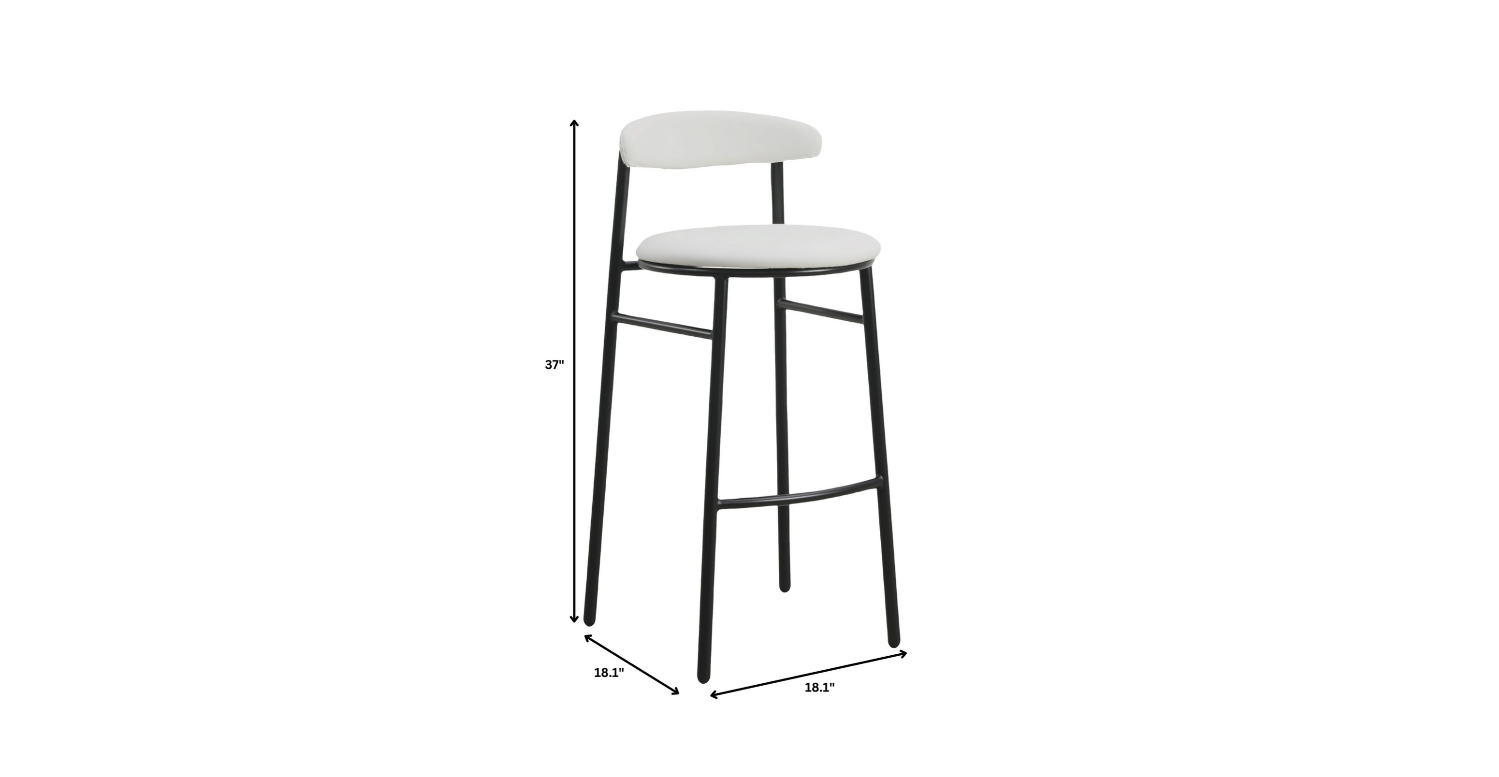 Lume Series Modern Bar Stool Upholstered in Leather for Dining Room and Kitchen