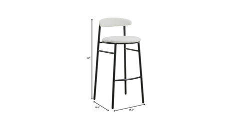 Lume Series Modern Bar Stool Upholstered in Leather for Dining Room and Kitchen